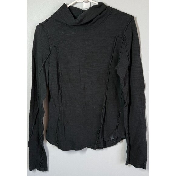 Free People Womens Everyday Layering Cowl Neck Top Medium Black Long Sleeve - Picture 1 of 11